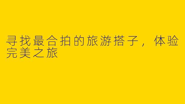 寻找最合拍的旅游搭子，体验完美之旅