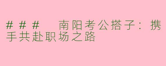 ### 南阳考公搭子：携手共赴职场之路