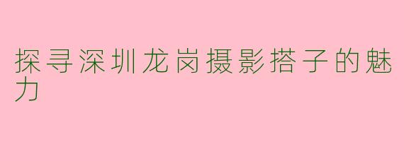 探寻深圳龙岗摄影搭子的魅力