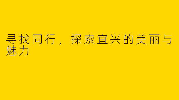 寻找同行，探索宜兴的美丽与魅力