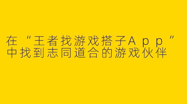 在“王者找游戏搭子App”中找到志同道合的游戏伙伴