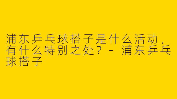 浦东乒乓球搭子是什么活动,有什么特别之处?