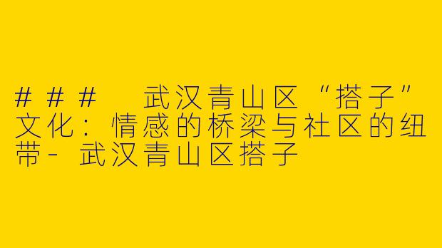 ### 武汉青山区“搭子”文化:情感的桥梁与社区的纽带