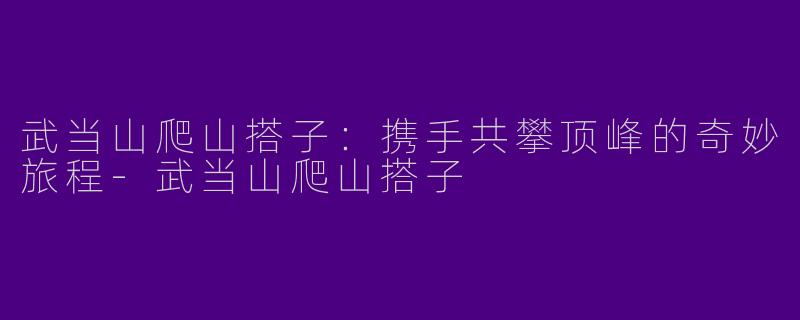 武当山爬山搭子：携手共攀顶峰的奇妙旅程-武当山爬山搭子