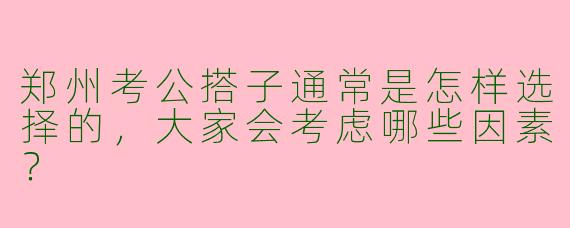 郑州考公搭子通常是怎样选择的，大家会考虑哪些因素？