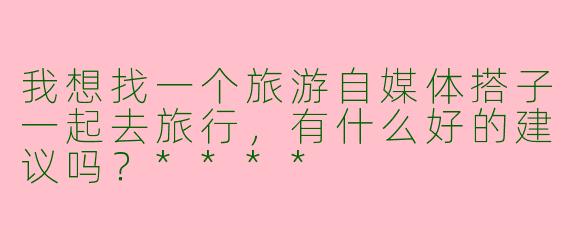 我想找一个旅游自媒体搭子一起去旅行,有什么好的建议吗?****