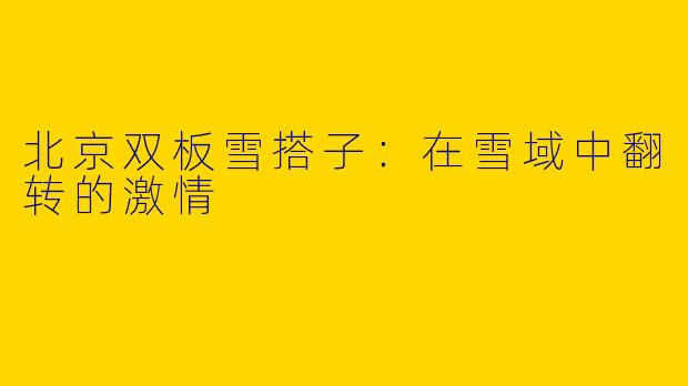北京双板雪搭子：在雪域中翻转的激情