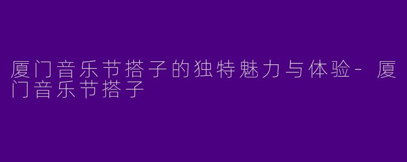 厦门音乐节搭子的独特魅力与体验-厦门音乐节搭子