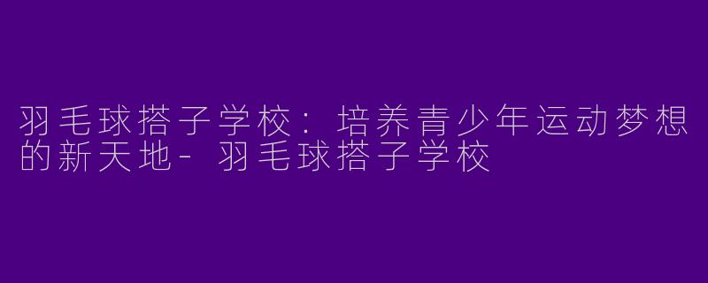 羽毛球搭子学校：培养青少年运动梦想的新天地