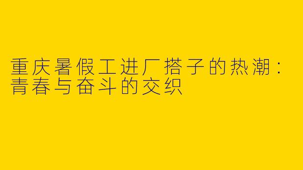 重庆暑假工进厂搭子的热潮：青春与奋斗的交织