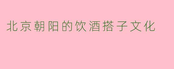 北京朝阳的饮酒搭子文化