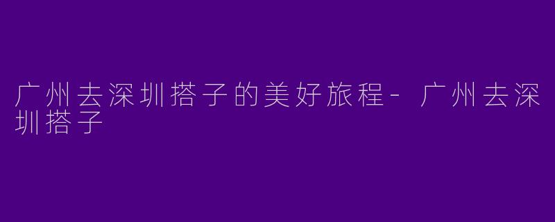 广州去深圳搭子的美好旅程-广州去深圳搭子