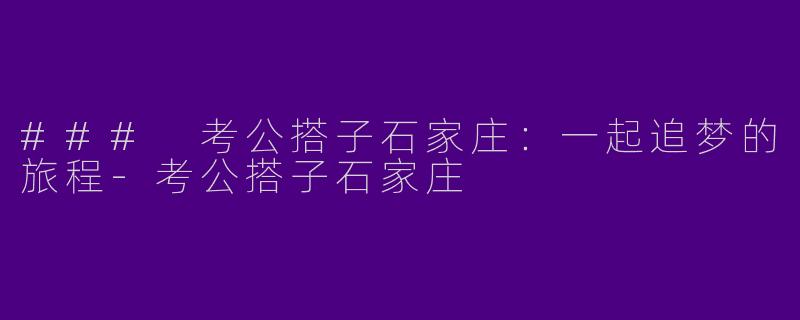 ### 考公搭子石家庄：一起追梦的旅程