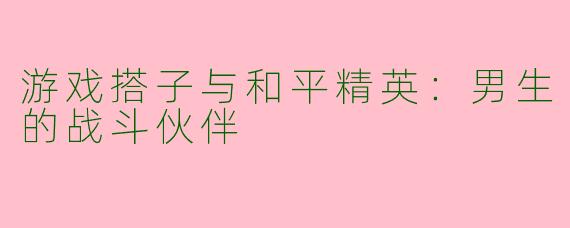 游戏搭子与和平精英：男生的战斗伙伴