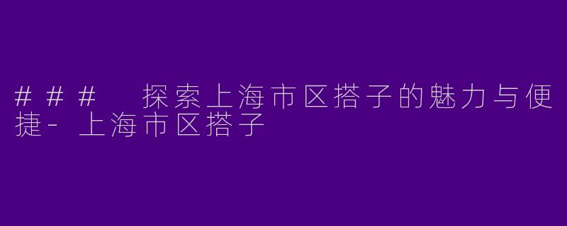 ### 探索上海市区搭子的魅力与便捷-上海市区搭子