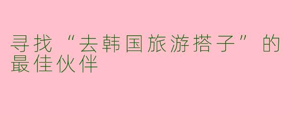 寻找“去韩国旅游搭子”的最佳伙伴