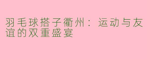羽毛球搭子衢州：运动与友谊的双重盛宴