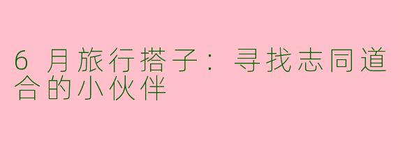 6月旅行搭子：寻找志同道合的小伙伴