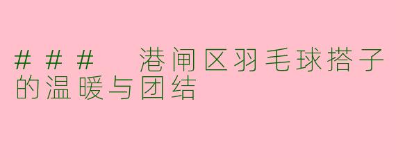 ### 港闸区羽毛球搭子的温暖与团结
