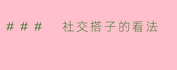 ### 社交搭子的看法