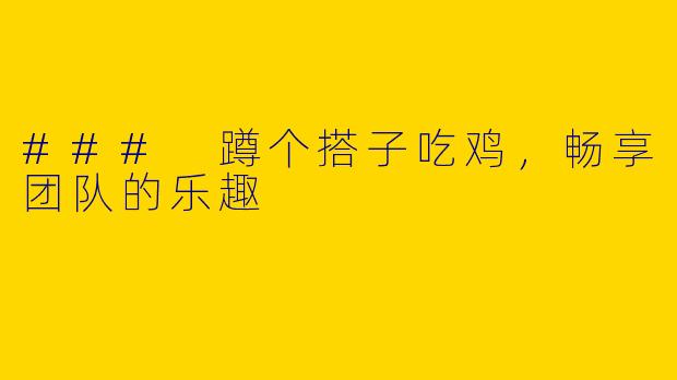 ### 蹲个搭子吃鸡，畅享团队的乐趣