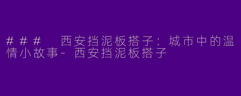### 西安挡泥板搭子：城市中的温情小故事