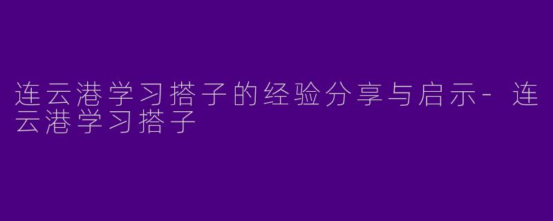 连云港学习搭子的经验分享与启示