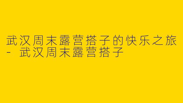 武汉周末露营搭子的快乐之旅-武汉周末露营搭子