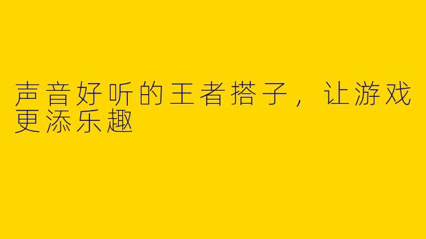 声音好听的王者搭子，让游戏更添乐趣
