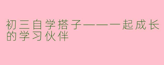 初三自学搭子——一起成长的学习伙伴