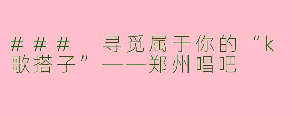 ### 寻觅属于你的“k歌搭子”——郑州唱吧