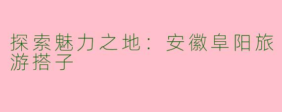 探索魅力之地:安徽阜阳旅游搭子