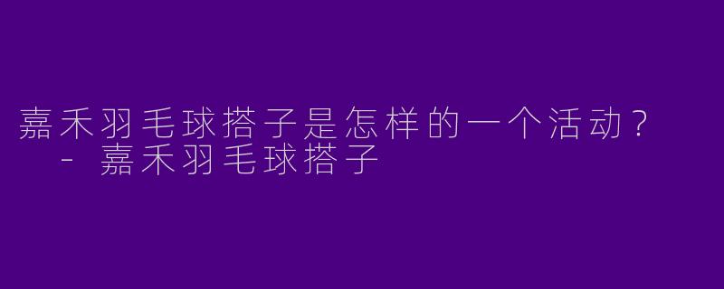 嘉禾羽毛球搭子是怎样的一个活动？  -嘉禾羽毛球搭子