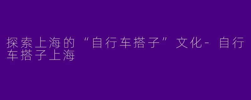 探索上海的“自行车搭子”文化-自行车搭子上海