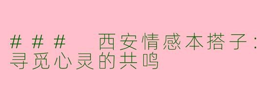 ### 西安情感本搭子：寻觅心灵的共鸣