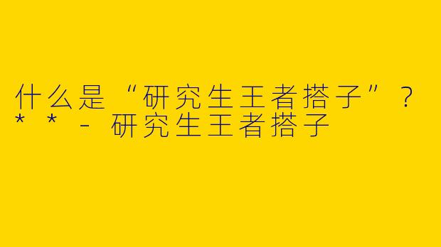 什么是“研究生王者搭子”？**