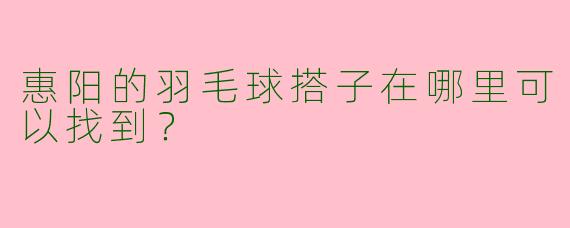 惠阳的羽毛球搭子在哪里可以找到?
