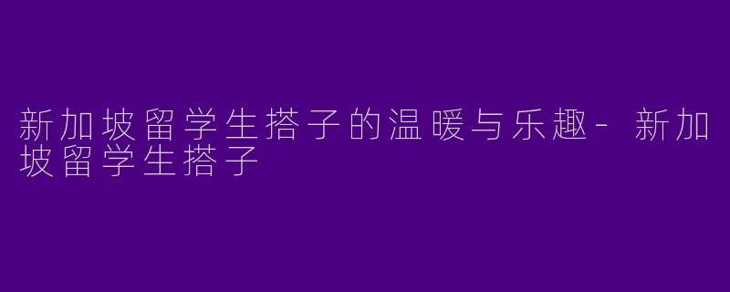 新加坡留学生搭子的温暖与乐趣-新加坡留学生搭子