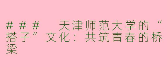 ### 天津师范大学的“搭子”文化:共筑青春的桥梁