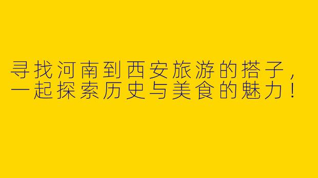 寻找河南到西安旅游的搭子，一起探索历史与美食的魅力！