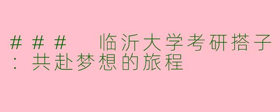 ### 临沂大学考研搭子：共赴梦想的旅程