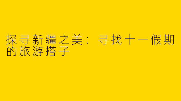 探寻新疆之美：寻找十一假期的旅游搭子