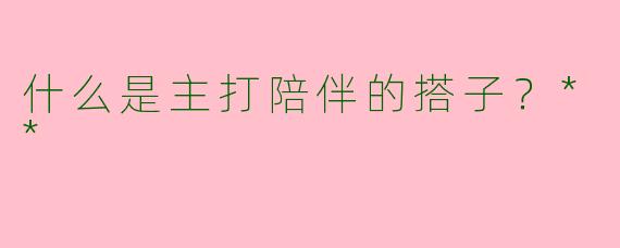 什么是主打陪伴的搭子？**