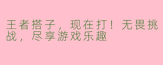 王者搭子，现在打！无畏挑战，尽享游戏乐趣