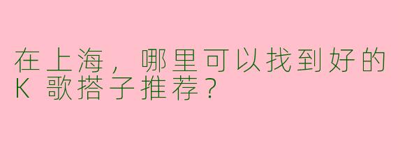 在上海,哪里可以找到好的K歌搭子推荐?