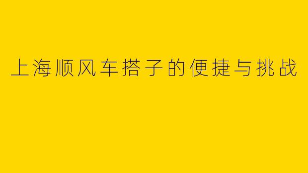 上海顺风车搭子的便捷与挑战