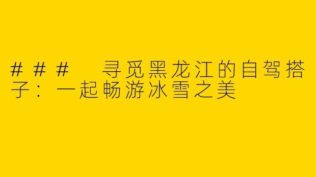 ### 寻觅黑龙江的自驾搭子：一起畅游冰雪之美