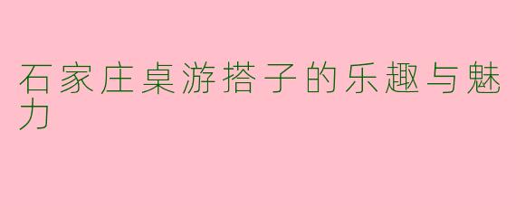 石家庄桌游搭子的乐趣与魅力