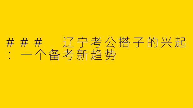 ### 辽宁考公搭子的兴起：一个备考新趋势