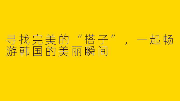 寻找完美的“搭子”，一起畅游韩国的美丽瞬间